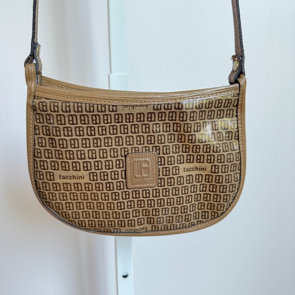 Tacchini Monogram Shoulder Bag Vintage Made in‎ Italy Designer Purse